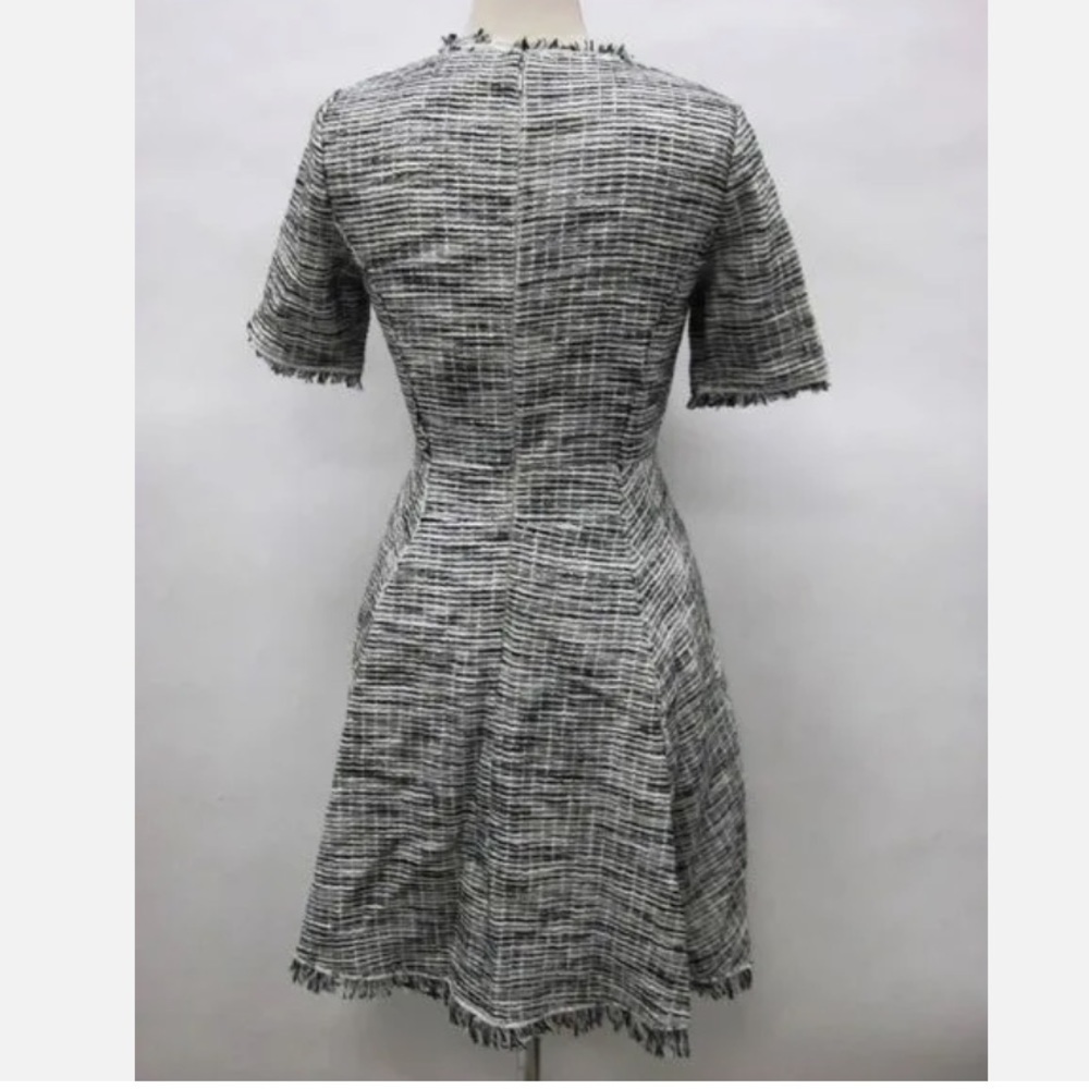 REBECCA TAYLOR Tweed Boucle Fringe tailored dress sz 4 - Picture 5 of 8
